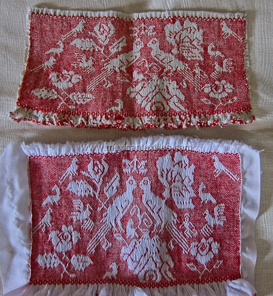 Ixtenco_embroidery_ (30 of 34).jpg - This is an example of the old piece ( top) and the reproduction ( bottom ) while the aspect ratio has changed to design is fairly true to the origianal.